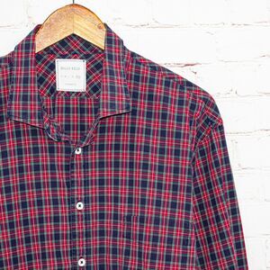 BILLY REID Men's Standard Cut Button up Shirt Red Blue check Size 2XL